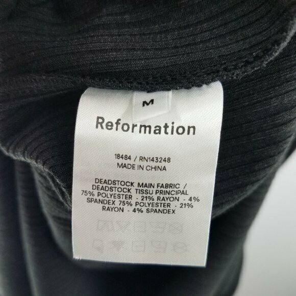 Reformation Nessa Dress Ribbed Maxi Length High Neck Long Sleeve Black Medium - Picture 10 of 12